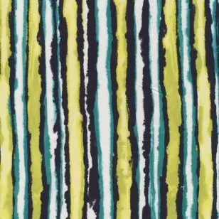 Fast viskose med uens striber i hvid, lime, irgrøn - Mønstret viskose