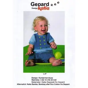 Gepard mønster Baby kortærmet bluse i Degradé - Strikopskrifter 50%