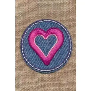 Rundt cowboy mærke med pink hjerte - Strygemærker og Motiver