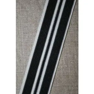 Sportsbånd stribet sort og hvid 35 mm. - Gjordbånd, bændel og sportsbånd