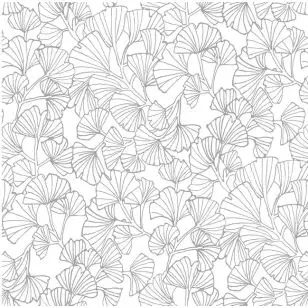 Voksdug med Ginkoblade i hvid - lysegrå - Boligtekstiler