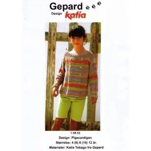 Gepard mønster Pigebluse m/pynt knapper - Strikopskrifter 50%