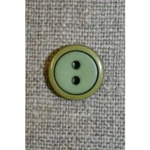2-farvet knap lime/løvgrøn, 12 mm. - Knapper Grøn, gul og orange