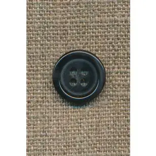 4-huls knap mørkebrun, 15 mm. - Knapper Brun, beige og off-white