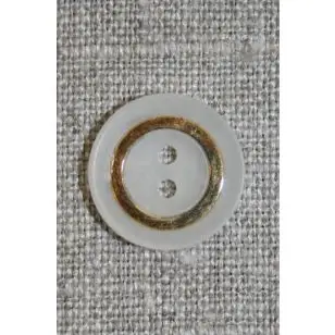 Off-white 2-huls knap m/guld-ring - Knapper Brun, beige og off-white