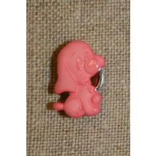 Knap m/hund, lyserød - Børneknapper