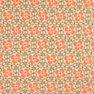 Afklip viskose jersey med ornament hvid/orange - 