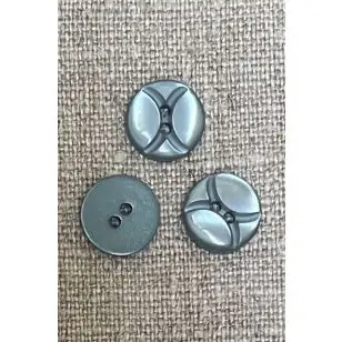 2-huls knap med buer i mørk vandgrøn, 13 mm - Knapper Blå, turkis og petrol