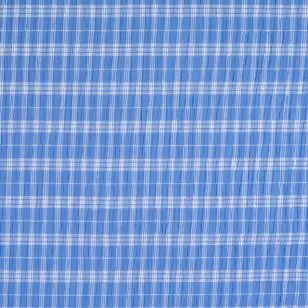 Ternet bomuld i let crepe i mellemblå - Ternet bomuld