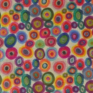 Fløjl med multifarvede cirkler - Fløjl