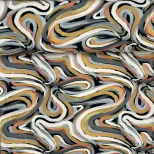 Bomuldsjersey med svungne linier i grå, beige - Jersey