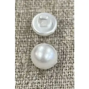 Lille rund knap i perlomorslook i hvid - 9 mm. - Knapper Hvid, grå og sort