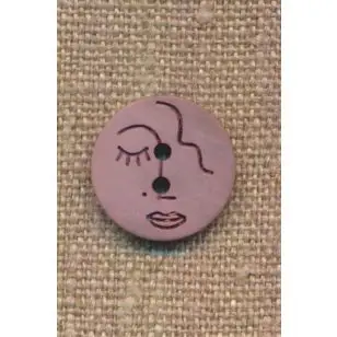 2-huls knap med ansigt i rosa, 18 mm - Knapper Rød/lyserød/lilla