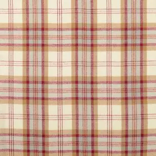 Ternet flonel i offwhite, rød, beige, lysegrå - Ternet bomuld