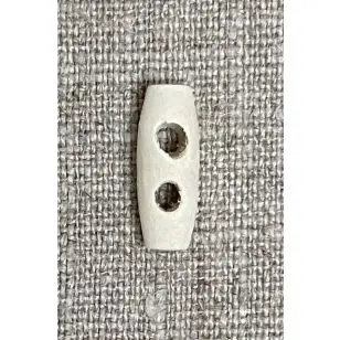 Træ knebel - Aflang knap i offwhite - 20 mm - Træ- og Horn-knapper