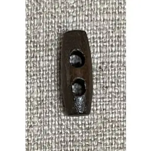 Træ knebel - Aflang knap i mørkebrun - 20 mm - Træ- og Horn-knapper