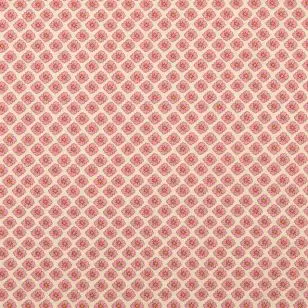 Bæk og bølge i offwhite med pink blomster - Blomstret bomuld