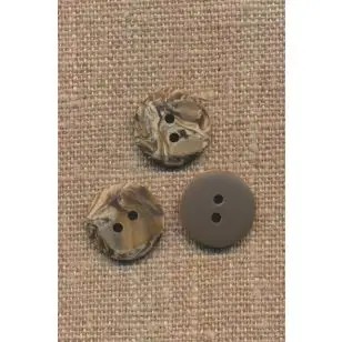 2-huls knap marmoreret i brun, 18 mm - Knapper Brun, beige og off-white