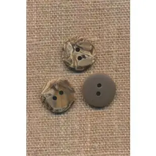 2-huls knap marmoreret i brun, 23 mm - Knapper Brun, beige og off-white