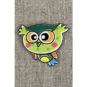 Motiv med lime og grøn ugle - Strygemærker og Motiver