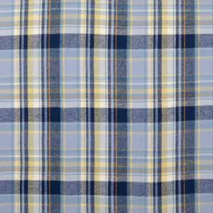 Flonel ternet i lyseblå, mørkeblå, beige, offwhite - Metervarer