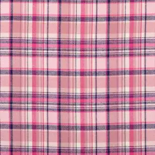 Ternet flonel i rosa, pink, babylyserød, mørkeblå - Metervarer