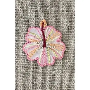 Motiv med lille blomst i lyserød, laks, mint - Strygemærker og Motiver