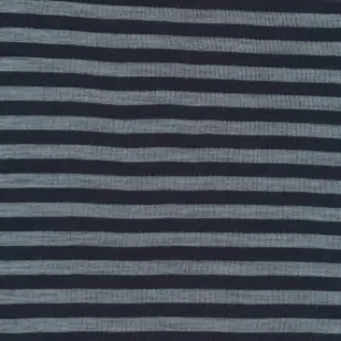 2-sidet Merinould stribet i mørkeblå og lyseblå - Undertøjs uld - Strikket uld