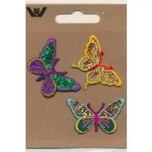 3 Motiver med sommerfugle med pailleter - Strygemærker og Motiver