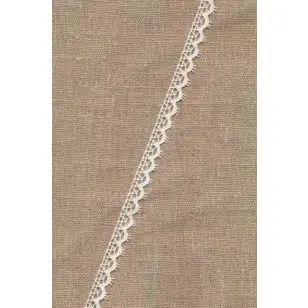 Smal bomuldsblonde i hvid med buer - 10 mm - Diverse Bånd