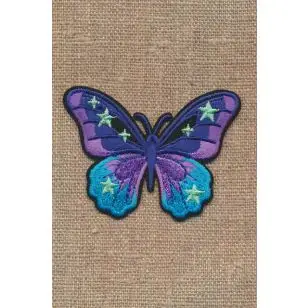Strygemærke med Sommerfugl i blå, lilla, turkis - Strygemærker og Motiver