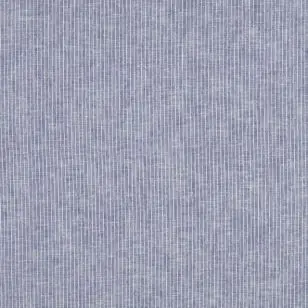 Hør bomuld med smal strib i denim og hvid - Hør