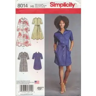 Simplicity 8014 Skjorte Kjole med og uden krave - Simplicity mønstre