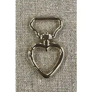 Karabinhage guld hjerte 18x45 mm - Småting og Sytilbehør