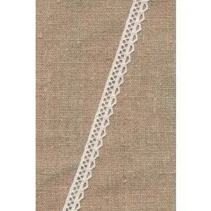 Hvid blonde med takker i kant, 10 mm. - Diverse Bånd