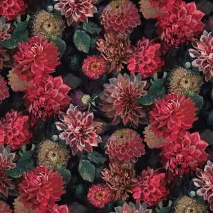 Bomulds jersey med georginer - Jersey