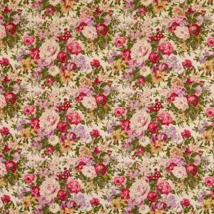 Fast bomuld offwhite med blomsterbuketter - 