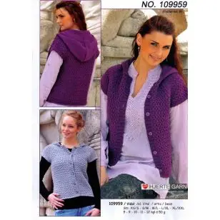 109959 Vest m/hætte - Pind 3-3½
