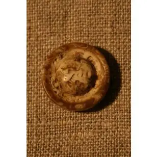 Off-white/brun knap, 18 mm. - Knapper Brun, beige og off-white