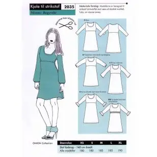 Onion 2035 Kjole til strikstof - Snitmønstre Onion til voksne