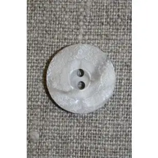 Lysegrå m/blonde-kant, 18 mm. - Knapper Hvid, grå og sort