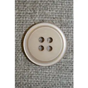 4-huls knap m/kant beige, 18 mm. - Knapper Brun, beige og off-white