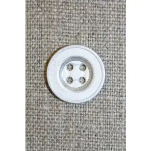 4-huls mat sølv-knap, 15 mm. - Guld-, sølv- og metalknapper