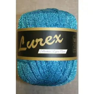 Lurex glimmer-garn, turkis - P:2½-4 - Garn med glimmer/lurex & palietter