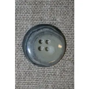 Meleret 4-huls knap grå/koks, 20 mm. - Knapper Hvid, grå og sort