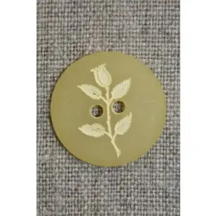 Lysegul knap m/blomst, 22 mm. - Knapper Grøn, gul og orange