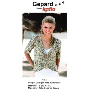 Gepard mønster Cardigan m/hulmønster i Duna - Strikopskrifter 50%