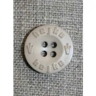 Sand 4-huls knap m/tekst, 18 mm. - Knapper Brun, beige og off-white