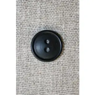 Sort 2-huls knap, 15 mm. - Knapper Hvid, grå og sort