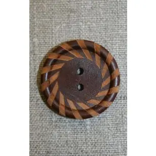 Træknap m/striber i kant - Træ- og Horn-knapper